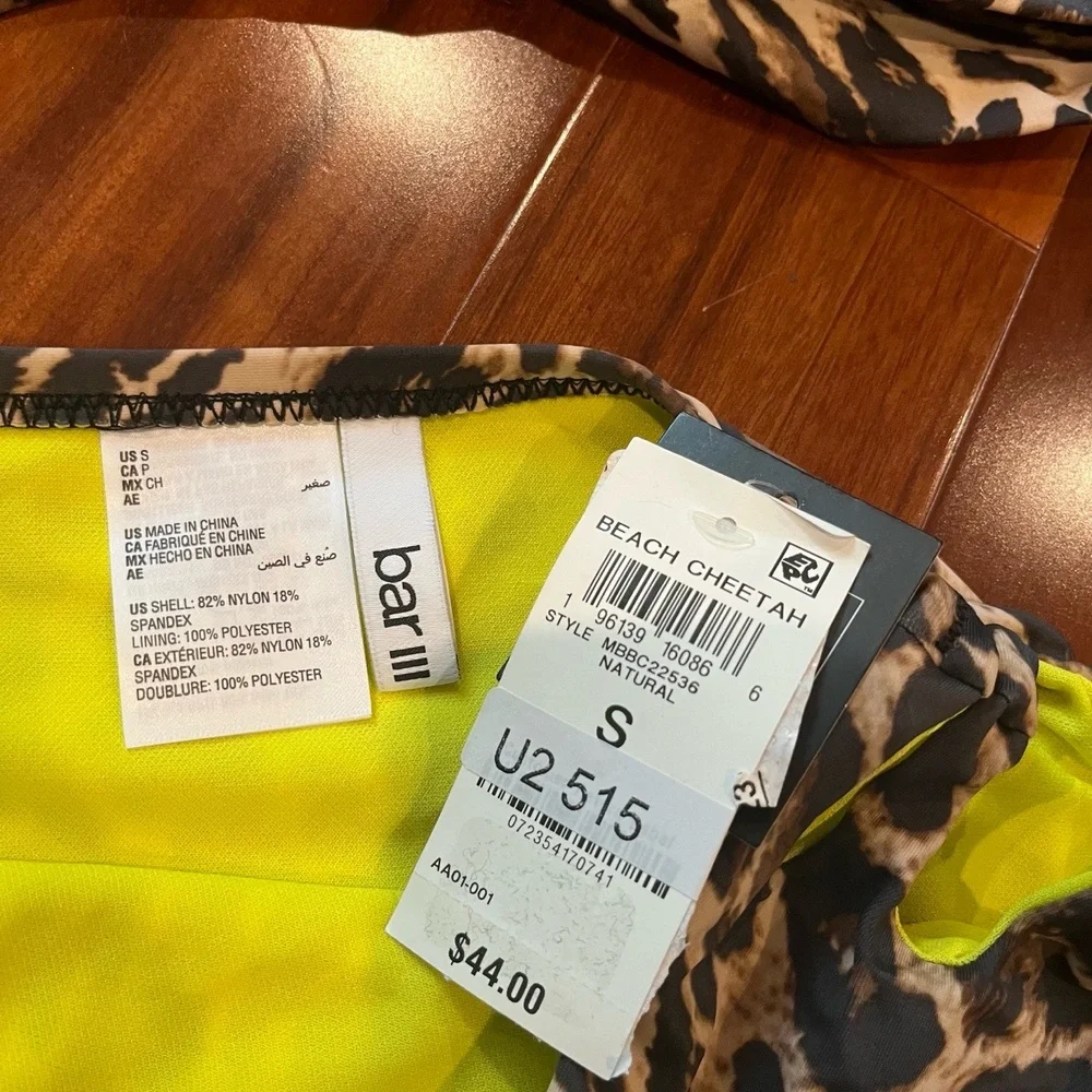 New NWT Bar III Tankini Two Piece Swimsuit‎ Cheetah Animal Print Bikini Sz Small